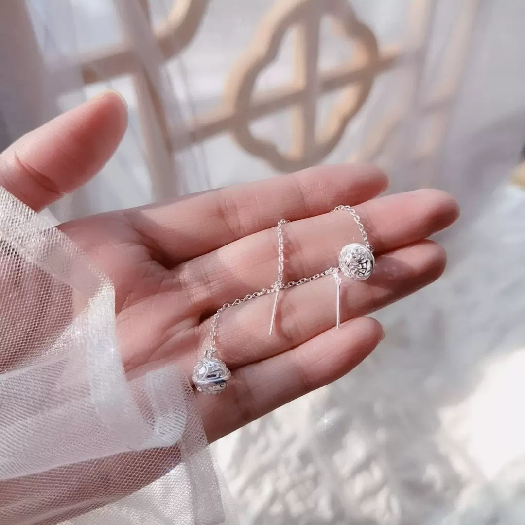 宫铃耳环耳线女仿银耳坠气质长款流苏新款气质时尚简约显脸瘦耳饰