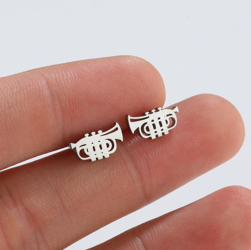 Daily Occasion 304 Stainless Steel Material PVD Coated 18K Gold Real Gold Plated Musical Instrument 304 Stainless Steel Fashion Waterproof Non Tarnish Ear Studs