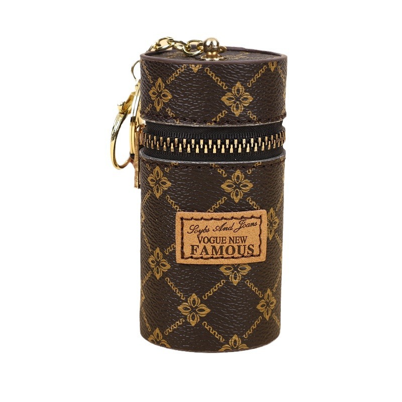 Creativo de moda cubo bolso de cambio impresión retro mini lápiz labial bolso de llaves colgantes de llaves de automóviles