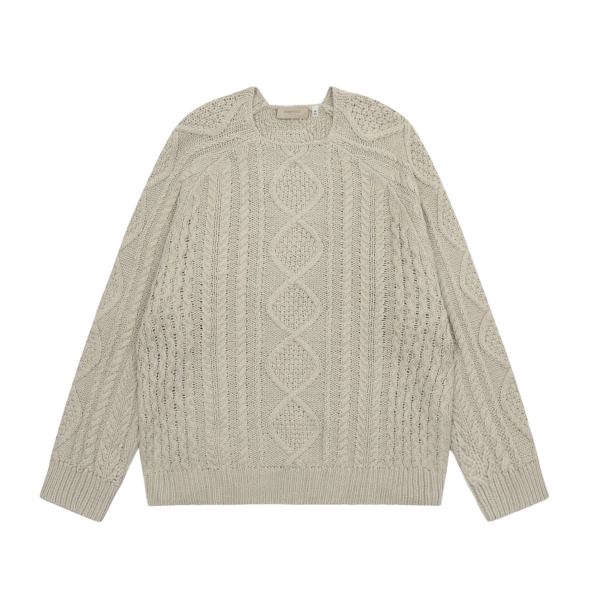 Men's Clothing hand made twisted pullover round neck sweater high street knitted sweater_voghion.com