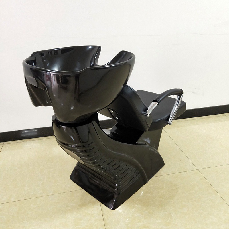 Red moderna simple salón de peluquería cama de cabello de barbería de cerámica lavabo cama de cabello negro sin