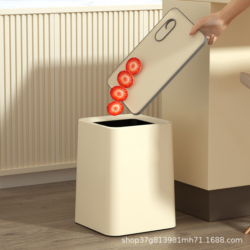 Living Room Trash Can, Simple Double-Layered Bathroom and Office Trash Can, Large Thickened Plastic Trash Can for Washroom