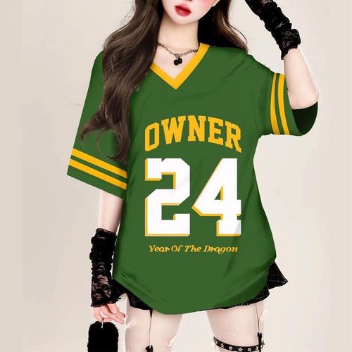 European and American 3D Digital Sport T-Shirt, V-Neck Top, Loose Short Sleeve, Couple's Style, Direct Sale