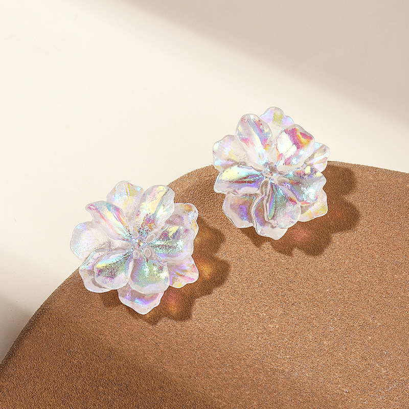 11g Weight Ear Studs Classification 1 Pair Sweet Flower Plating Resin Ear Studs
