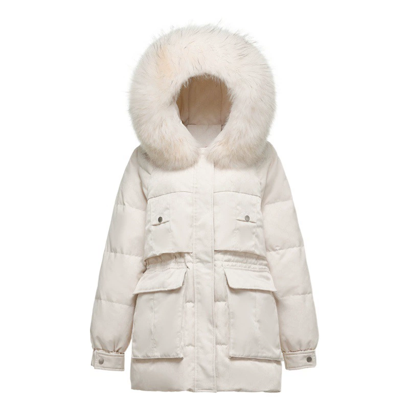 2024 зимний толстый толстый толстый мм среднего размера легкий экстравагантный головастик меховый воротник с капюшоном Pike пуховик 212