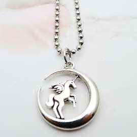 欧美元素个性时尚合金月亮独角马嘻哈项链复古饰品毛衣链项链