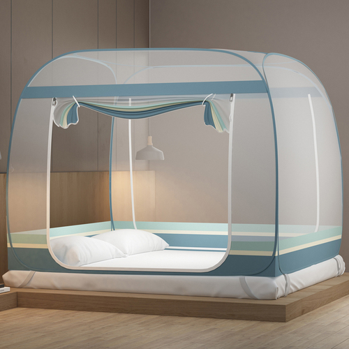 EM2O蒙古包蚊帐免安装可折叠家用双人床1.5m1.8米学生宿舍回字底