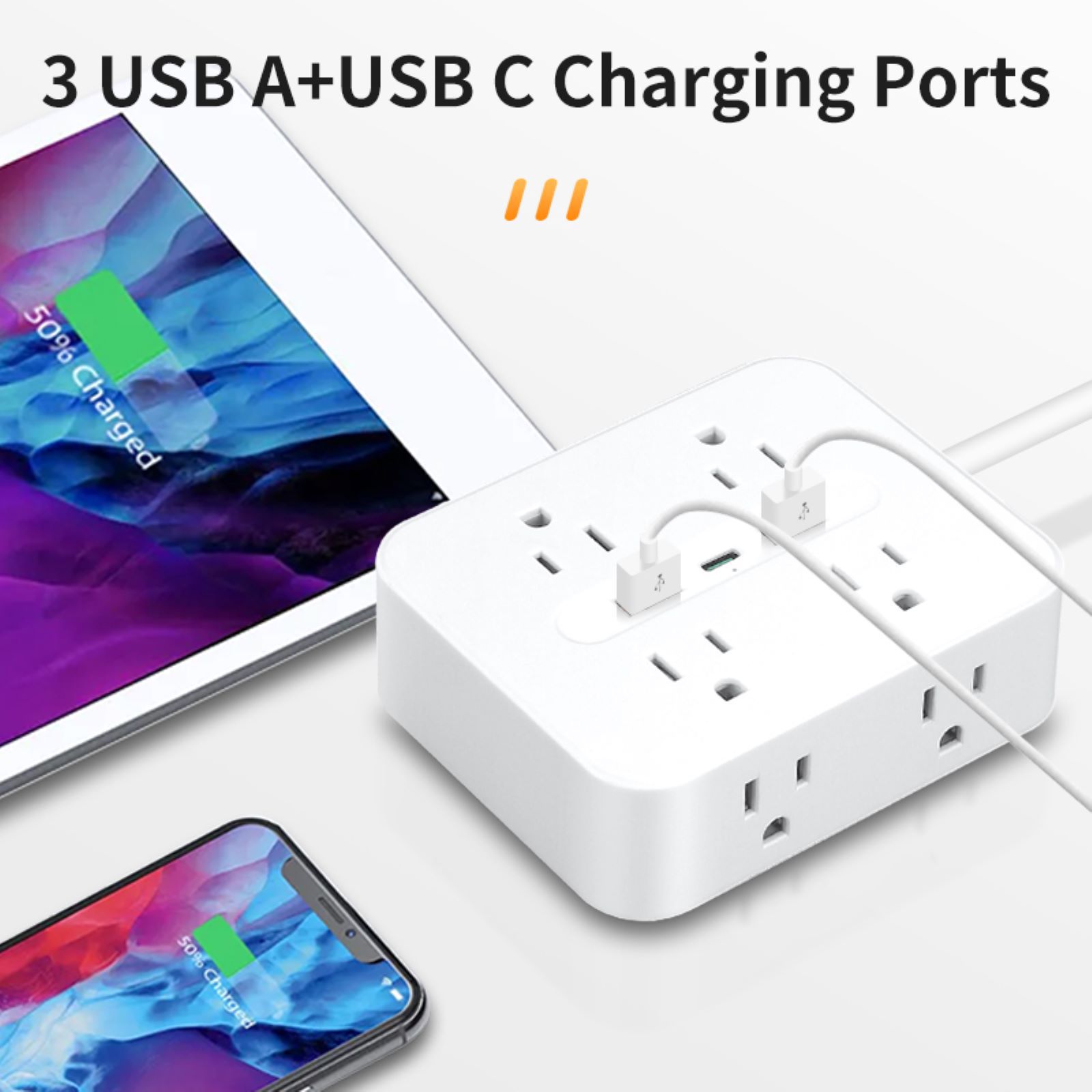 跨境美规插线板家用插座多孔8位美式桌面插排适用美国加拿大