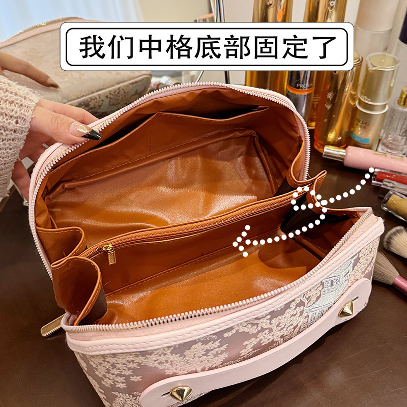 新型ファッション軽豪華刺繍線手提げ化粧バッグ女性防水大容量多機能pu旅行洗面収納バッグ|undefined
