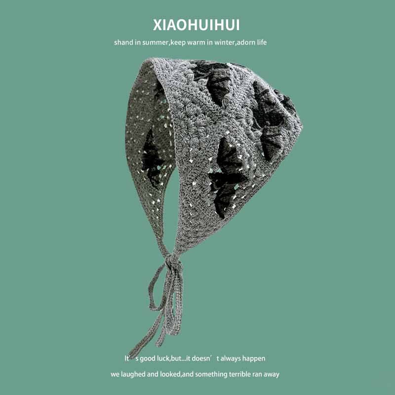 Primavera y otoño viajes ins dulce estilo lindo hecho a mano banda pelo de las mujeres accesorios para el pelo punto ganchillo pañuelo verano triángulo bufanda