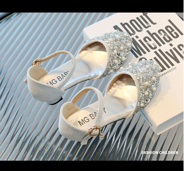 Pearl Water Diamond Princess Schuhe, Flachmund-Mode-Mädchensandalen, Mittelgroße High Heels, Sommer-Kinderschuhe_voghion.com