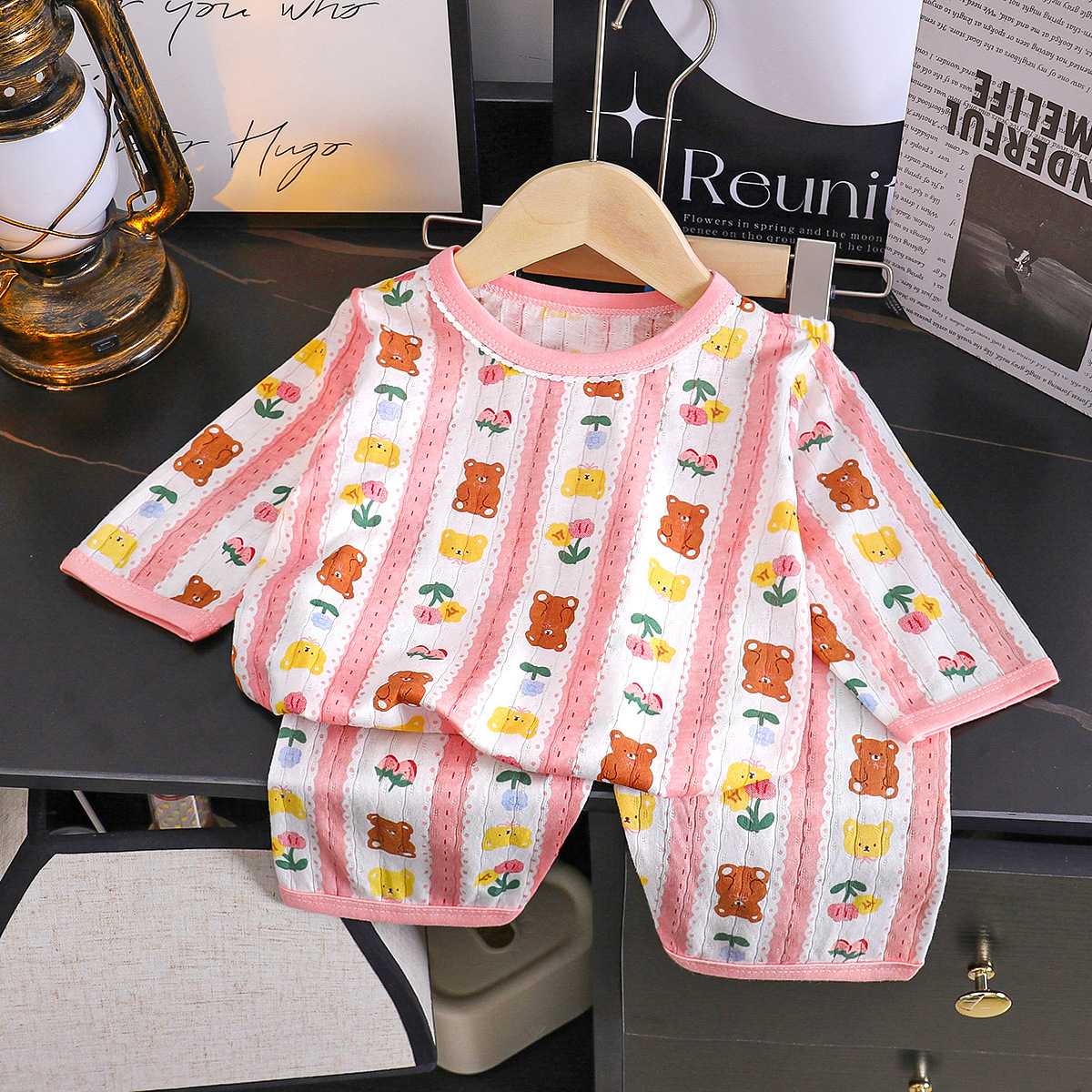 Pijamas para niños traje de algodón de verano nueva ropa para niños Niñas Ropa para el hogar ropa de aire acondicionado delgada ropa para niños al por mayor