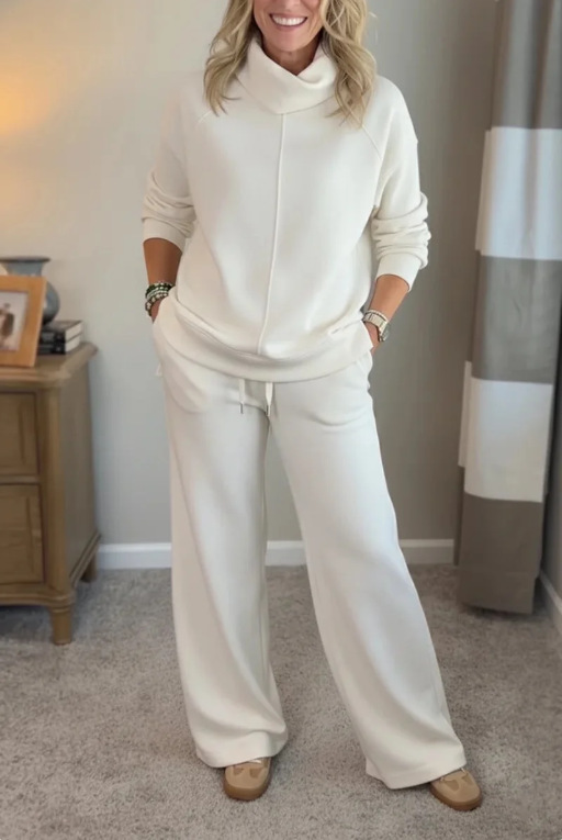Women's High Neck Sweatshirt Solid Colour Casual Elegant Autumn Top_voghion.com