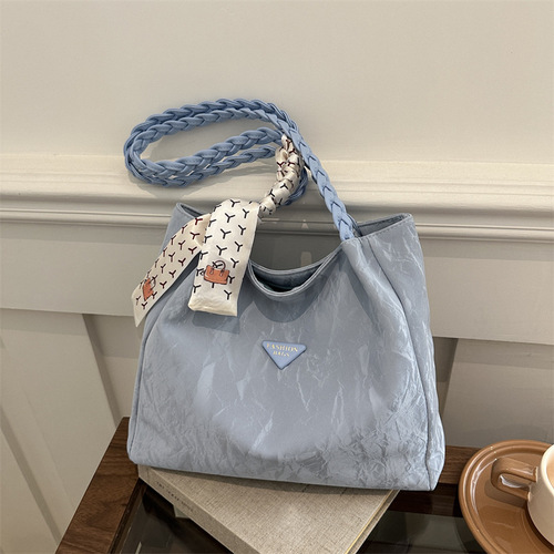 Women's Bag 2024 New Korean Style Simple Texture Fashion Trend Silk Scarf Versatile Shoulder Tote Bag Fashion Women's Bag