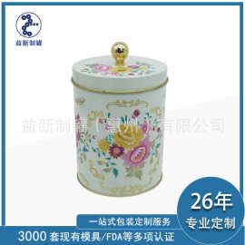 定制马口铁食品糖果手提圆罐 猫粮狗粮金属铁罐 礼品储物收纳铁盒