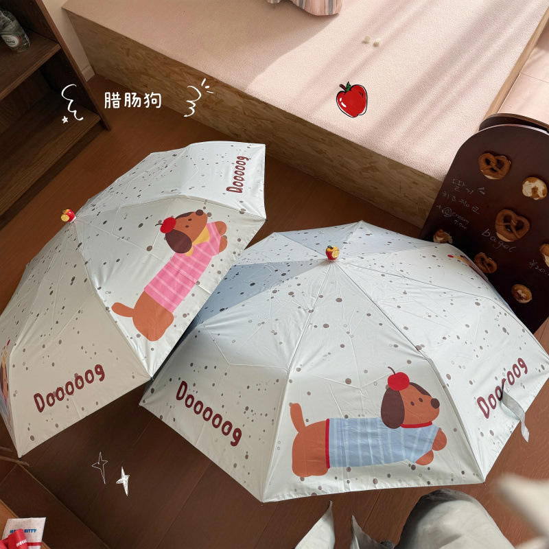 Botas de manzana plegables paraguas lindos paraguas solar de alto valor UV sol y lluvia paraguas