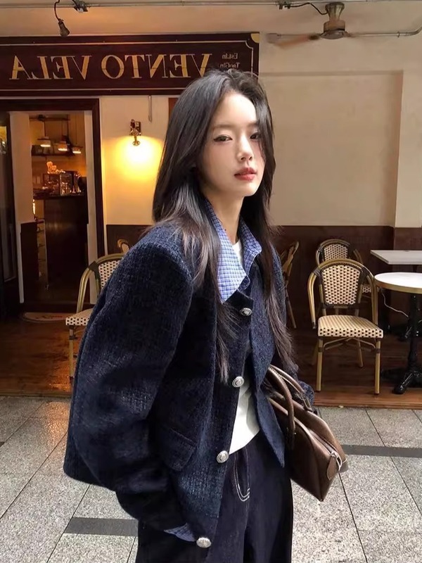 大码胖mm韩系假两件拼接翻领小香风外套女秋季宽松休闲夹克上衣潮|undefined