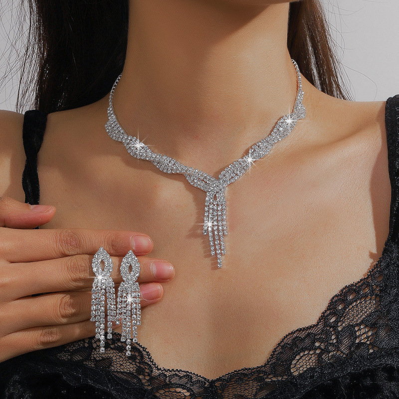 conjunto de joias colar brincos de noiva vestido de banquete colar acessórios de temperamento elegantes e versáteis_voghion.com