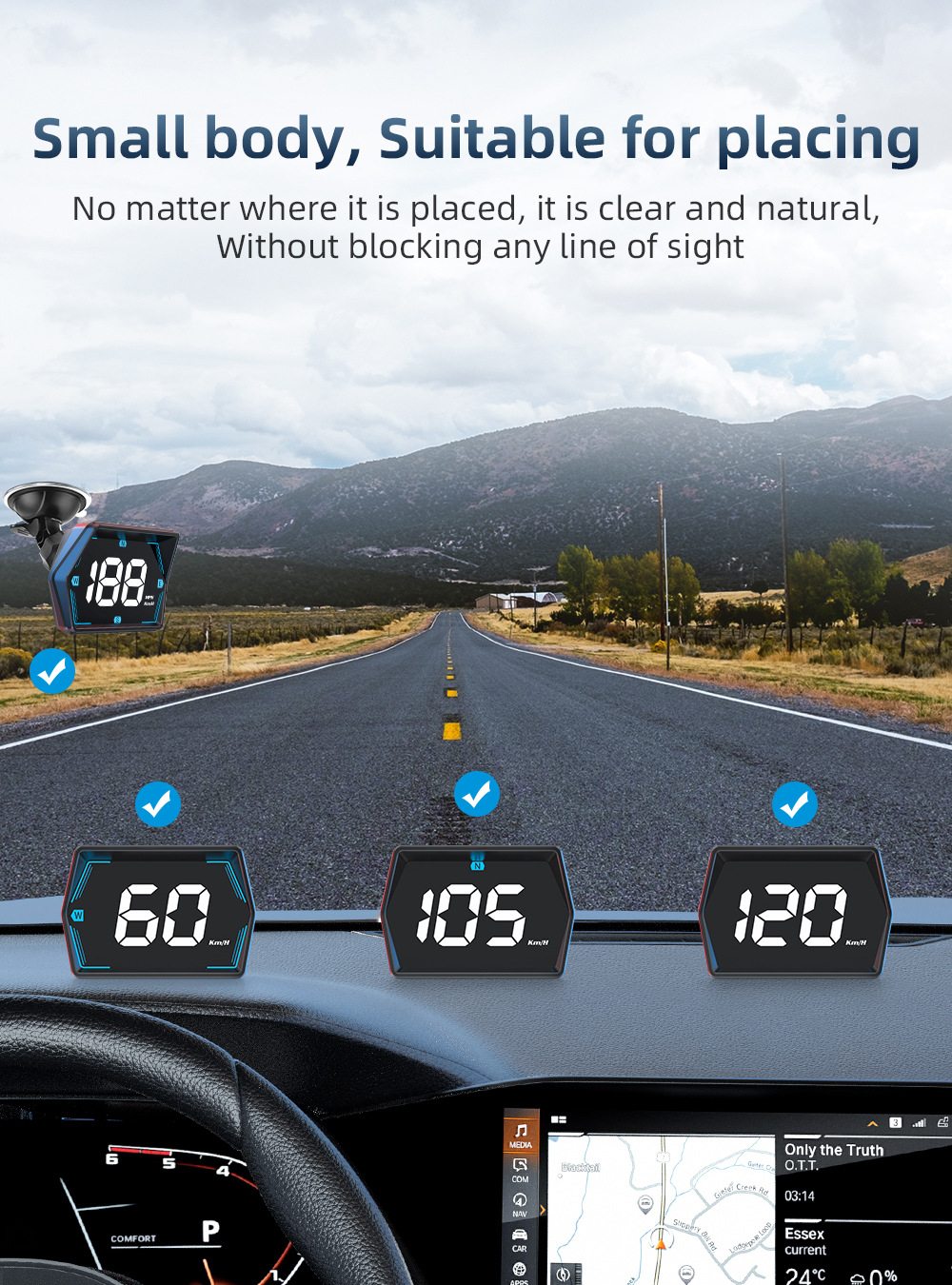 Universal car HUD head-up display Beidou GPS vehicle speed measuring instrument high-definition head-up display simple model G20