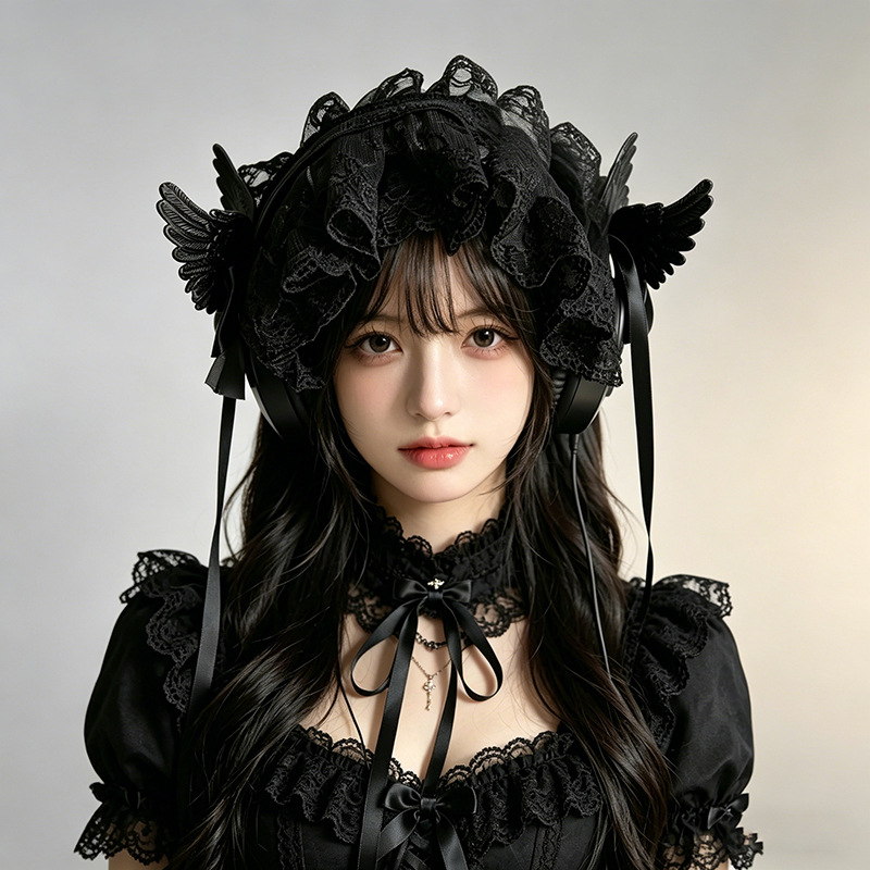 Dos dimensiones Lolita correa de cabello chica gato oreja clip de cabello cómic cosplay Lolita criada correa de cabello