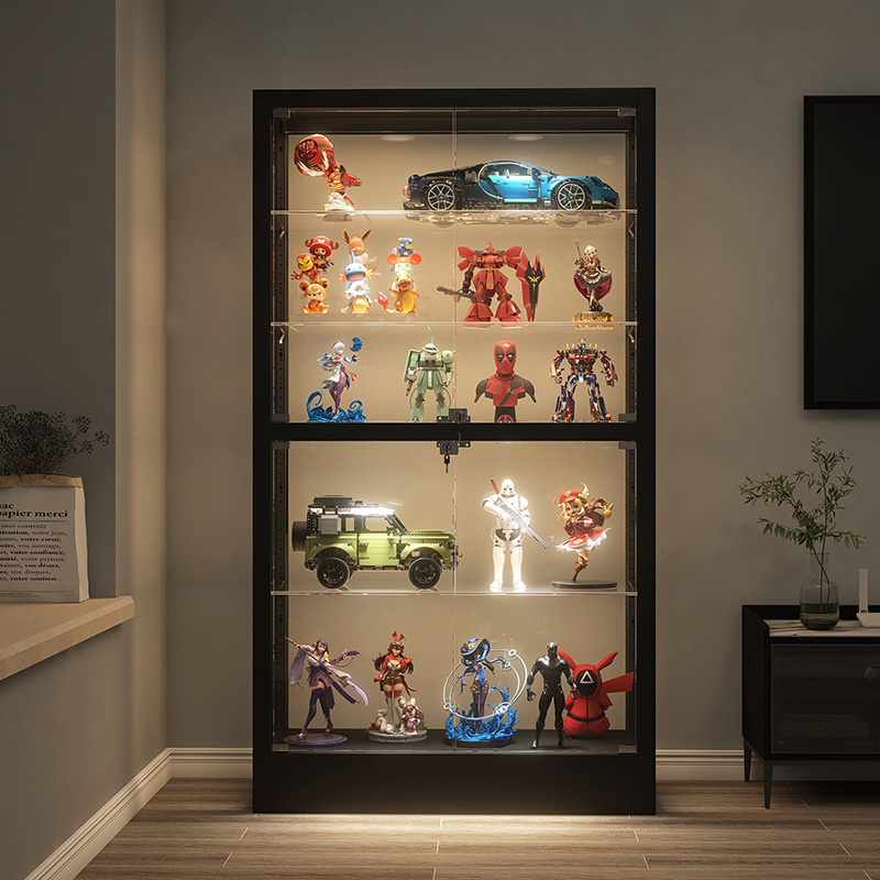 固享手办展示柜带灯玻璃柜透明乐高陈列柜家用奖品模型架玩具柜子