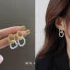 Earrings, retro brand silver needle from pearl, simple and elegant design, Korean style, silver 925 sample, internet celebrity