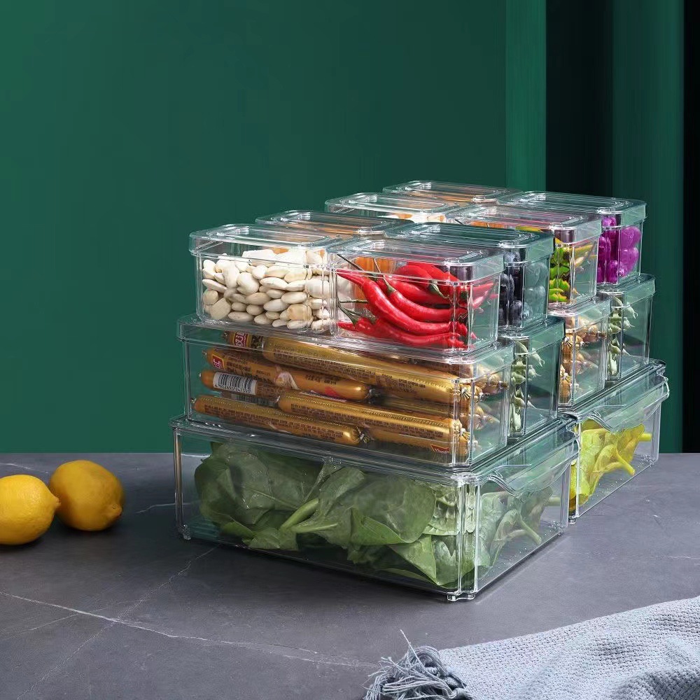 Caja de almacenamiento de PET con tapa para frutas y verduras refrigerador organizador de cocina