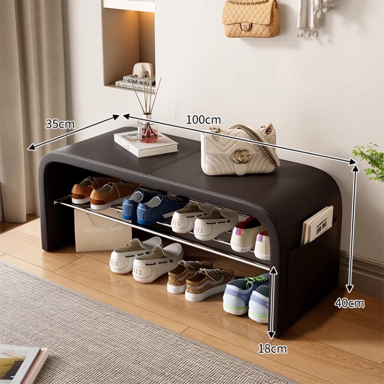 Entrada a la casa, lujo ligero, sensación de alta gama, entrada, asiento, almacenamiento, uso de taburetes para zapatos, zapatero integrado, zapatero, taburete para cambiar zapatos en casa en la puerta