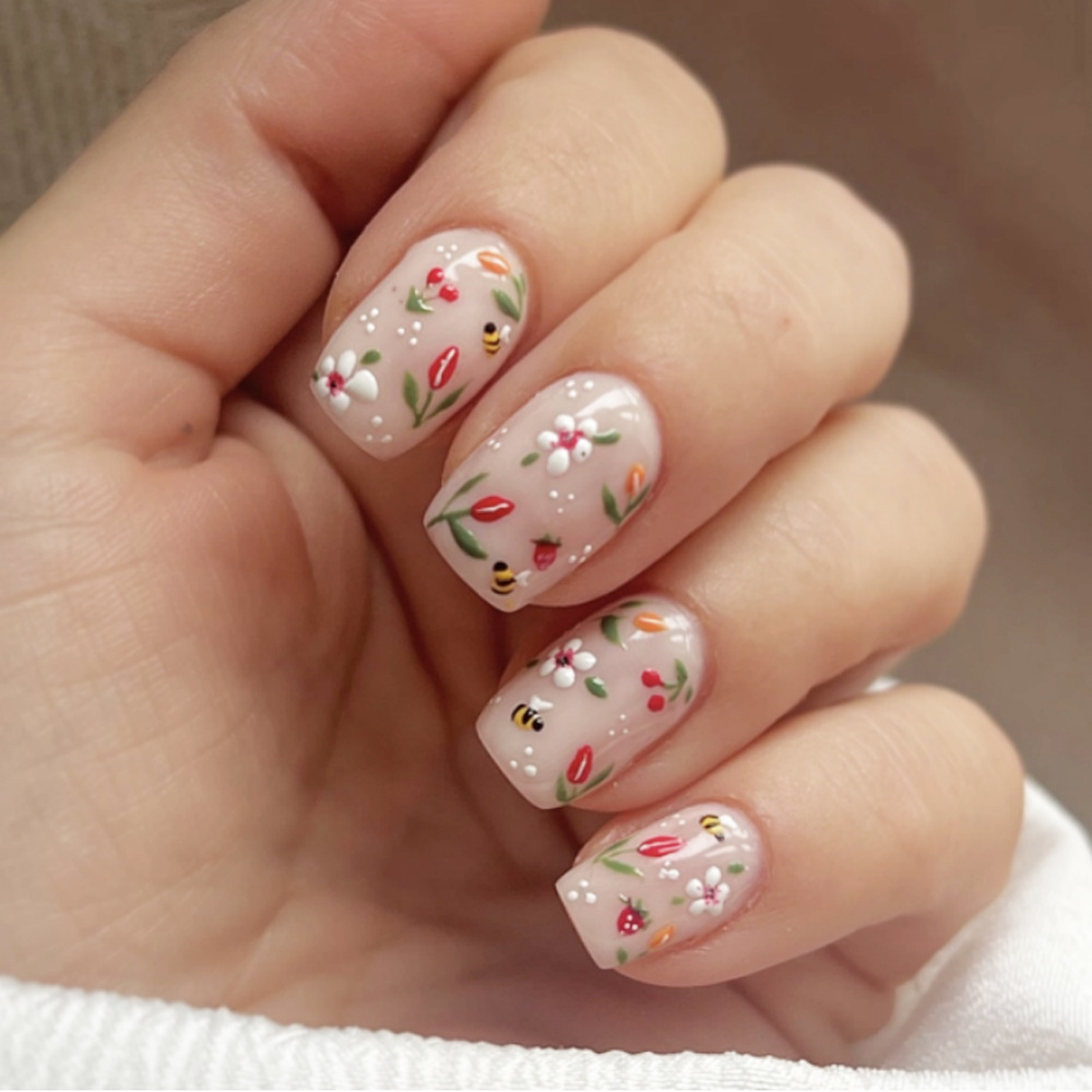 35g Weight press-on nails Nail Supplies 1 Set Quantity ABS Material Flower Pattern Casual, Sweet Style Casual Sweet Flower ABS Press-on Nails 1 Set 无