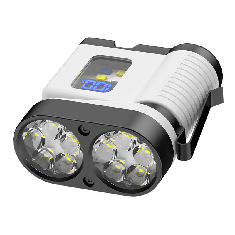 Nuevo transfronterizo 10LED mini linterna USB recargable larga duración linterna sombrero con lámpara de trabajo de absorción