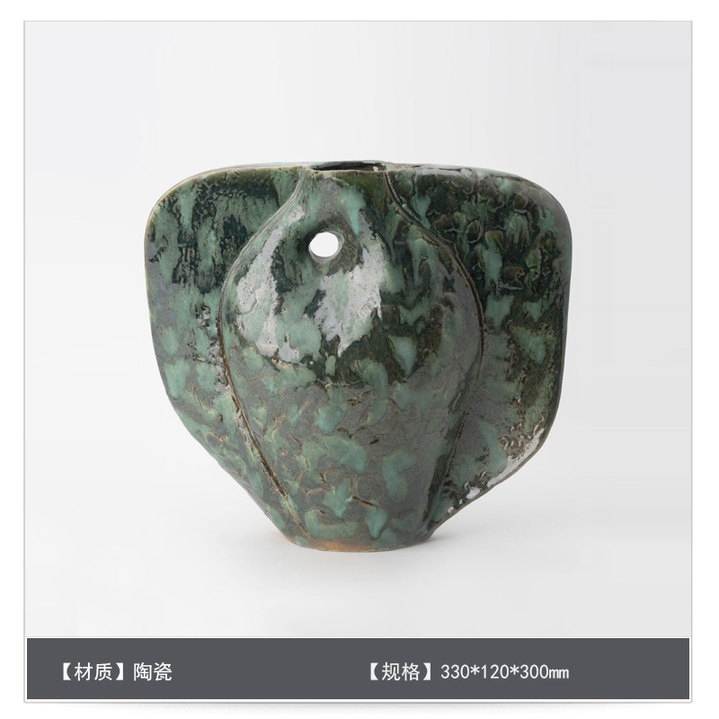侘寂中古风星点陶瓷花瓶高级感桌面家居软装插花器复古装饰品摆件|undefined