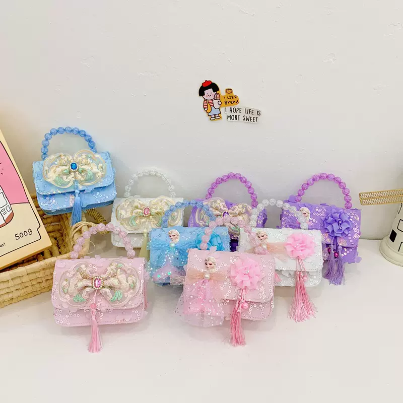秋冬新款时尚儿童包包可爱公主零钱斜挎包新中式珍珠手提小方包女