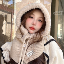 巴拉克拉法帽子女秋冬韩版毛圈针织帽加厚保暖包头帽一体毛线帽女
