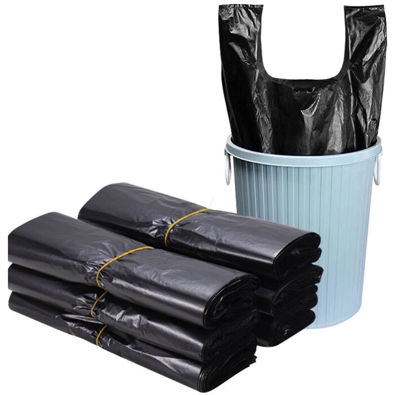 50 Durable Vest-Style Garbage Bags for Kitchen Use, Available in Multiple Sizes and with Extra Capacity, with Handles