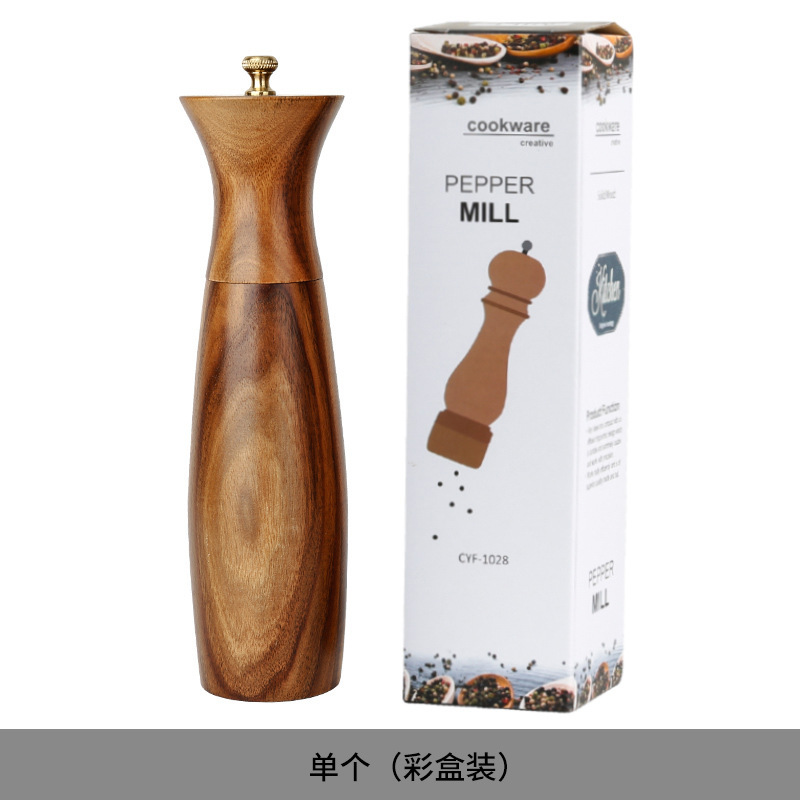 黑胡椒研磨器相思实木手动旋转家用香料玫瑰盐研磨筒西餐小工具|undefined