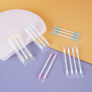 A row of 10 travel portable independent packaging cleaning cotton swab beauty tools color cotton swab makeup cotton swab