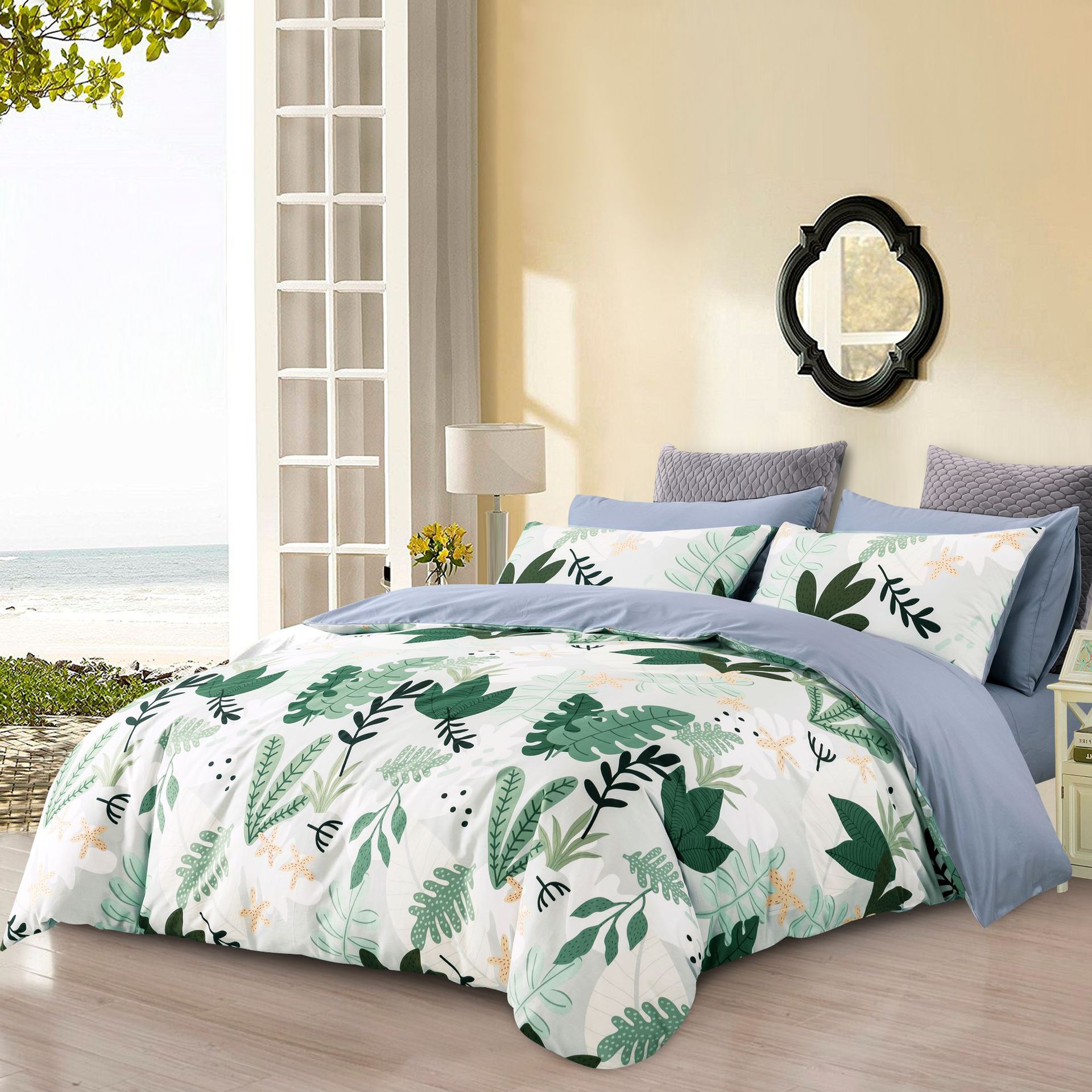 Algodón puro de cuatro piezas de ropa de cama dormitorio de estudiantes sábana cubierta del edredón Algodón puro simple piel-friendly nueva cubierta del edredón impreso Doble