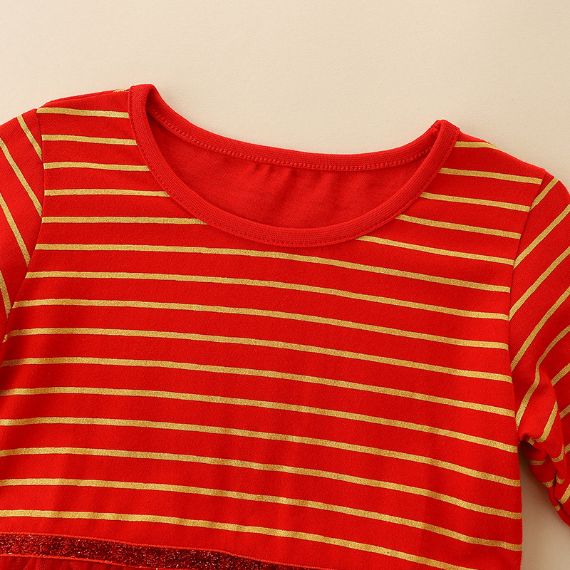 Estilo europeo y americano otoño nuevo vestido de las muchachas de la Navidad elk malla vestido de los niños cuello redondo lindo princesa vestido mezclado lote