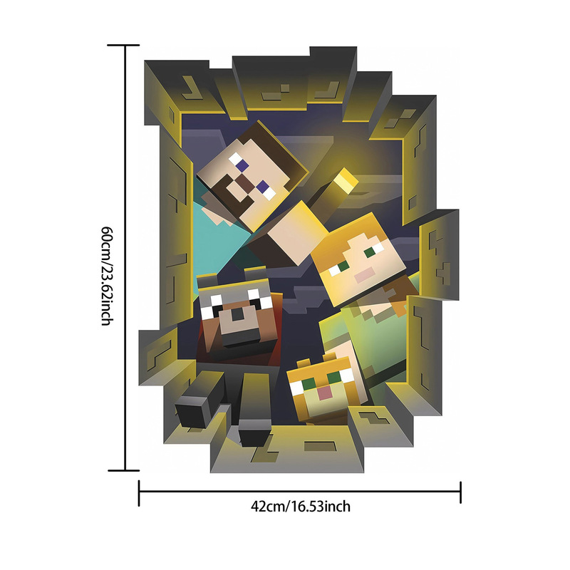 クロスボーダー Minecraft ランアウェイ Minecraft ウォールステッカー リビングルーム 子供部屋 ウォールステッカー 3D 壊れた壁 ウォールステッカー|undefined
