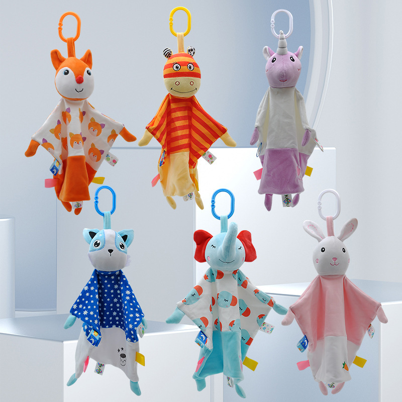 Transfronterizo cpcce bebé animal toalla para el cuidado del bebé tarjeta de tráfico cama colgante bebé toalla de pañuelo toalla de saliva juguete