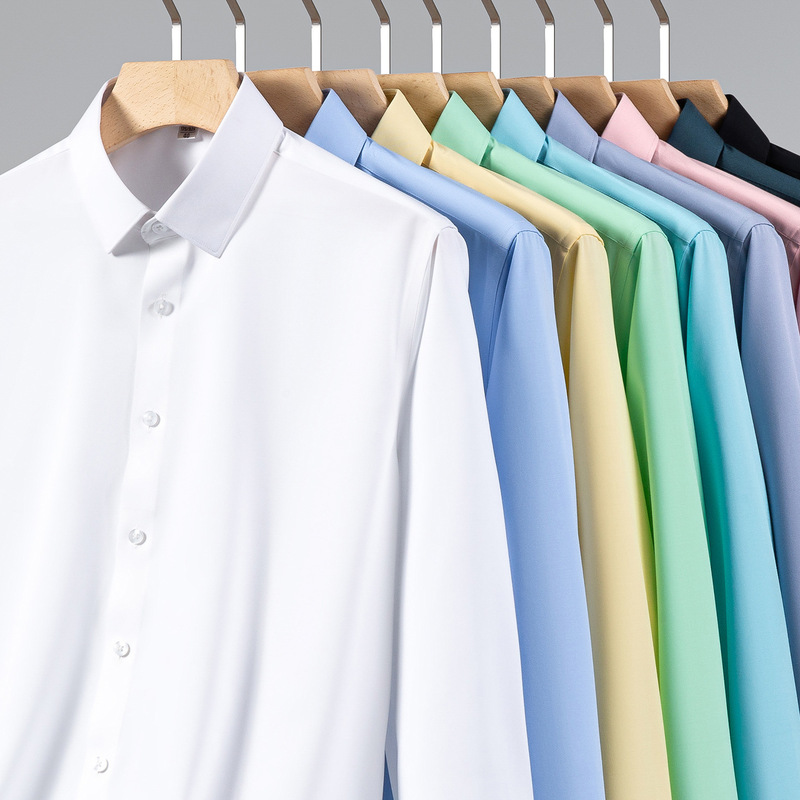 26 Spring New Style Men's Seamless Modal Shirt, High-Quality, Wrinkle-Free, Stretchy, Solid Color Shirt, Personalized Business Top 26 Spring New Style Men's Seamless Modal Shirt, High-Quality, Wrinkle-Free, Stretchy, Solid Color Shirt, Personalized Business Top
