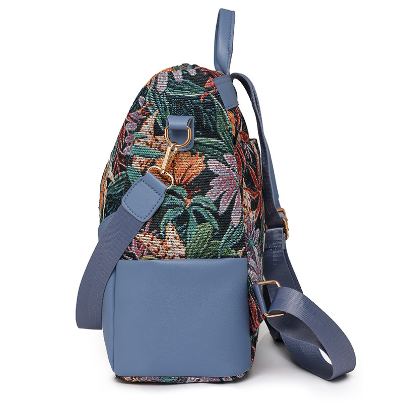 Fábrica al por mayor 2024 nueva mochila antirrobo de color de contraste para mujer mochila de viaje multiusos multifuncional de nailon simple