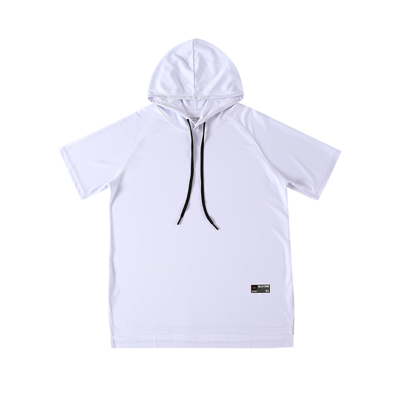 Camiseta con capucha de los hombres de manga corta color sólido Deportes de verano moda Ins con capucha hip hop media manga camiseta de moda Marca Ropa de hombre