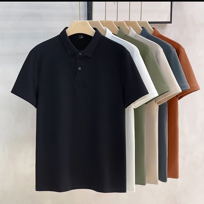 Men's Polo Shirt Short-Sleeved T-Shirt Summer Casual Men's and Women's Same Style Lapel Top Pure Color Simple Work Clothes Factory Clothes