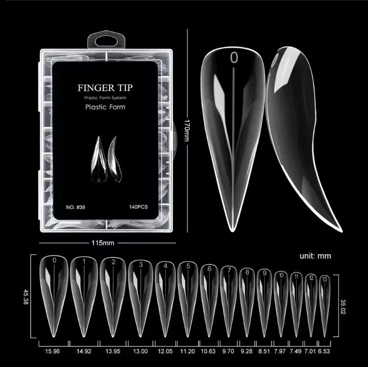 鹰爪甲模美甲延长快速延长光疗甲片 免纸托140片盒装透明水晶甲模