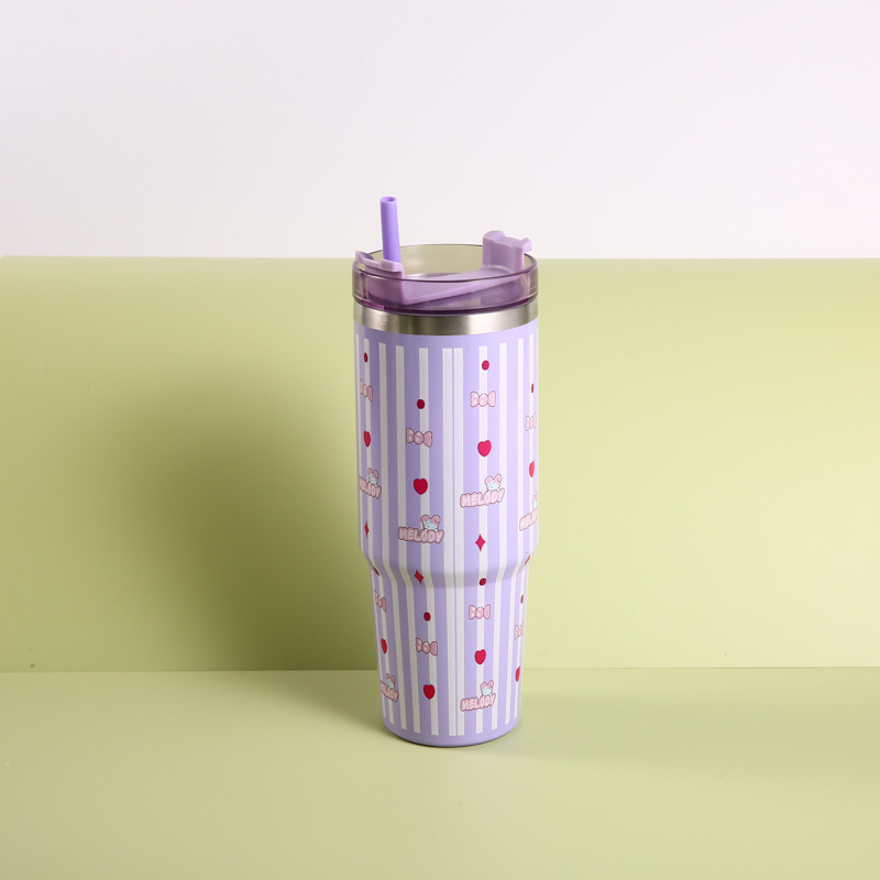Nuevo patrón de dibujos animados taza de helado 30oz taza de coche taza de café con aislamiento al vacío de acero inoxidable 304