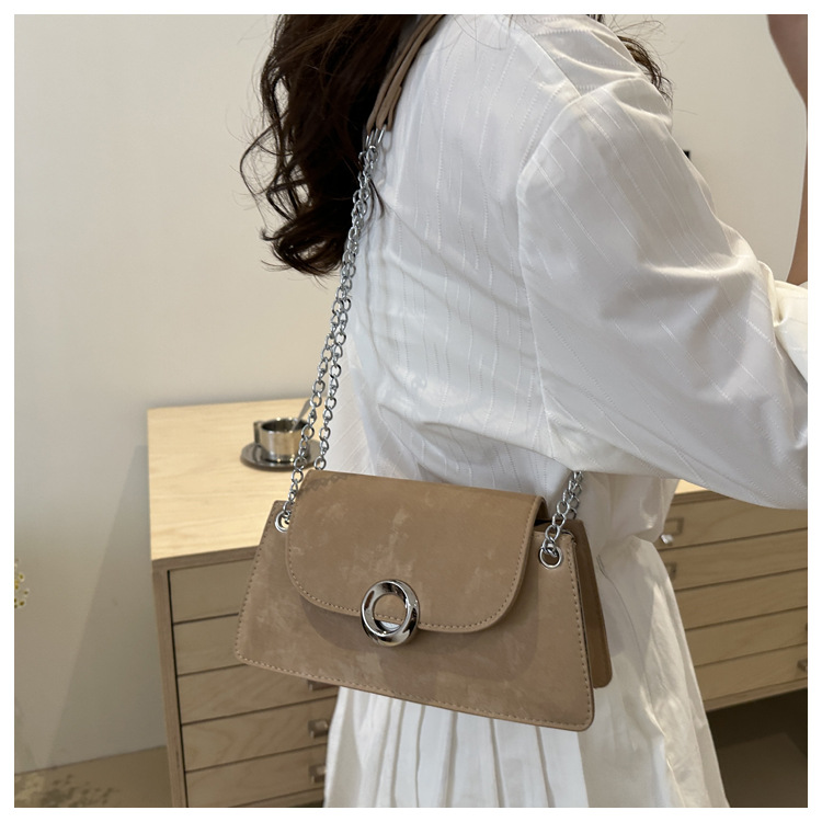 Borsa a tracolla da lavoro versatile a catena color caramella da donna, casual, semplice e alla moda, in PU, 2024_voghion.com