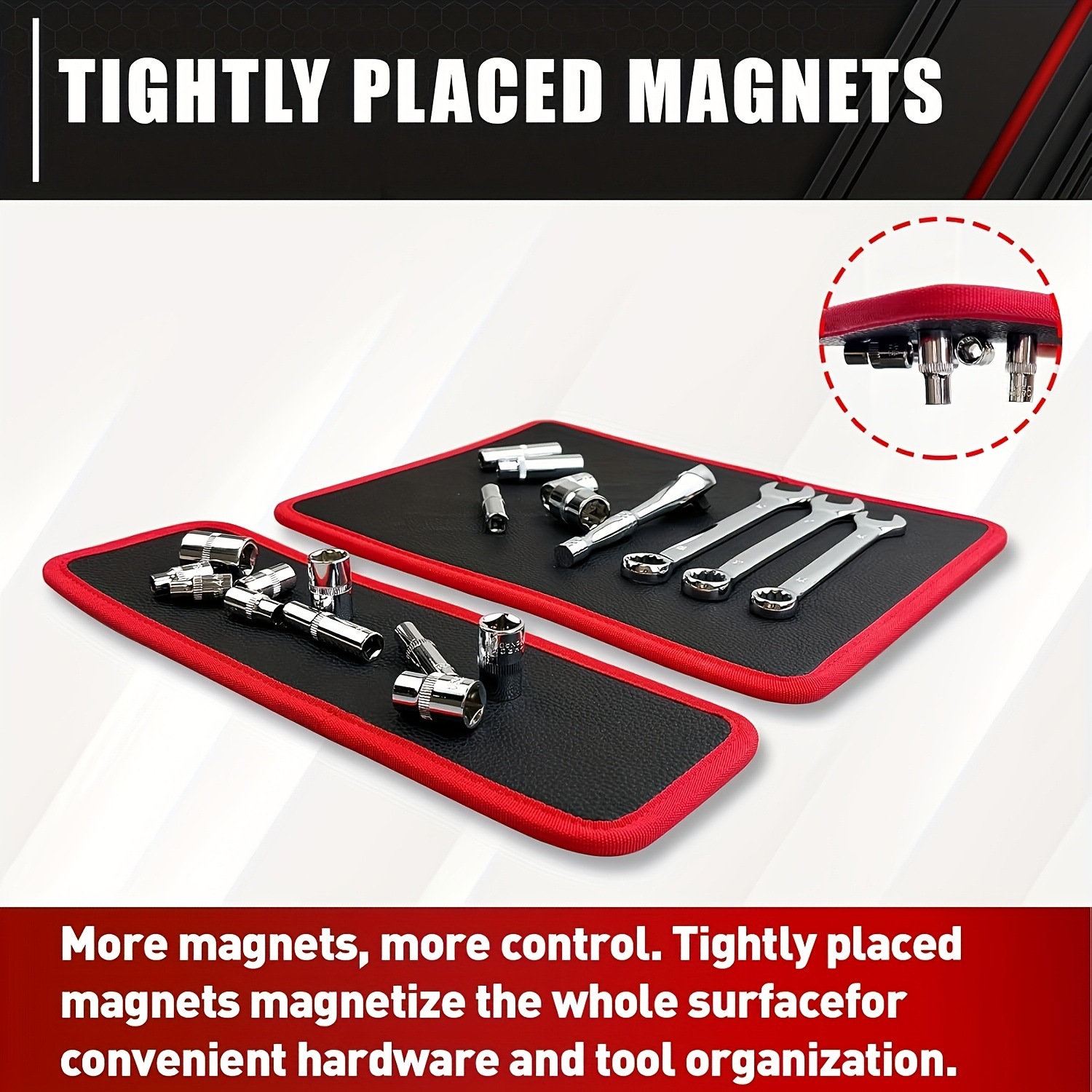 Cross-border 3-piece set of magnetic tool mats, black and red magnetic tool storage mats, popular magnetic leather board mats