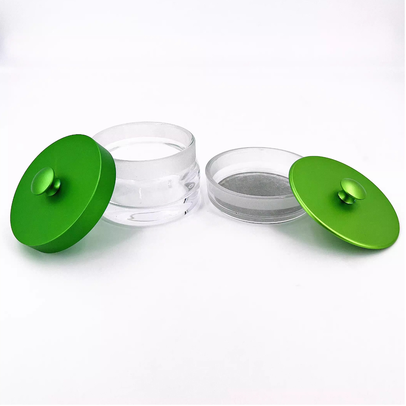 修表工具 手表维修 扁圆型加厚玻璃洗油缸汽油缸 绿盖缸 一套两个