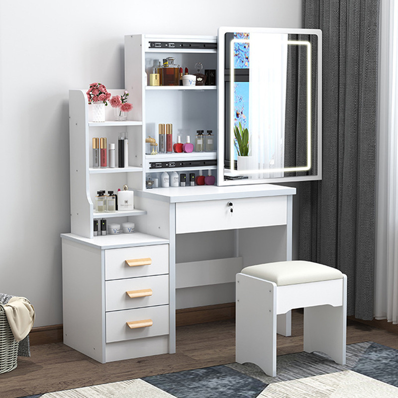 La explosión transfronteriza de la mesa de tocador de nuevo dormitorio pequeño tipo de mesa de maquillaje tipo tablero de mesa de maquillaje en una sola mesa de maquillaje espejo push-pull mesa de maquillaje